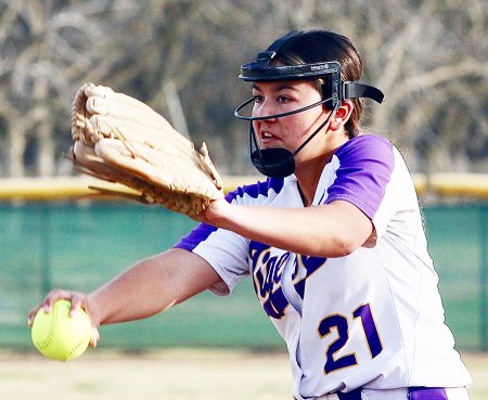 Lemoore High School's baseball, softball teams fall in pre-season diamond action as WYL looms Lemoore's Makena Makekau pitches against Sierra Pacific in the first inning.